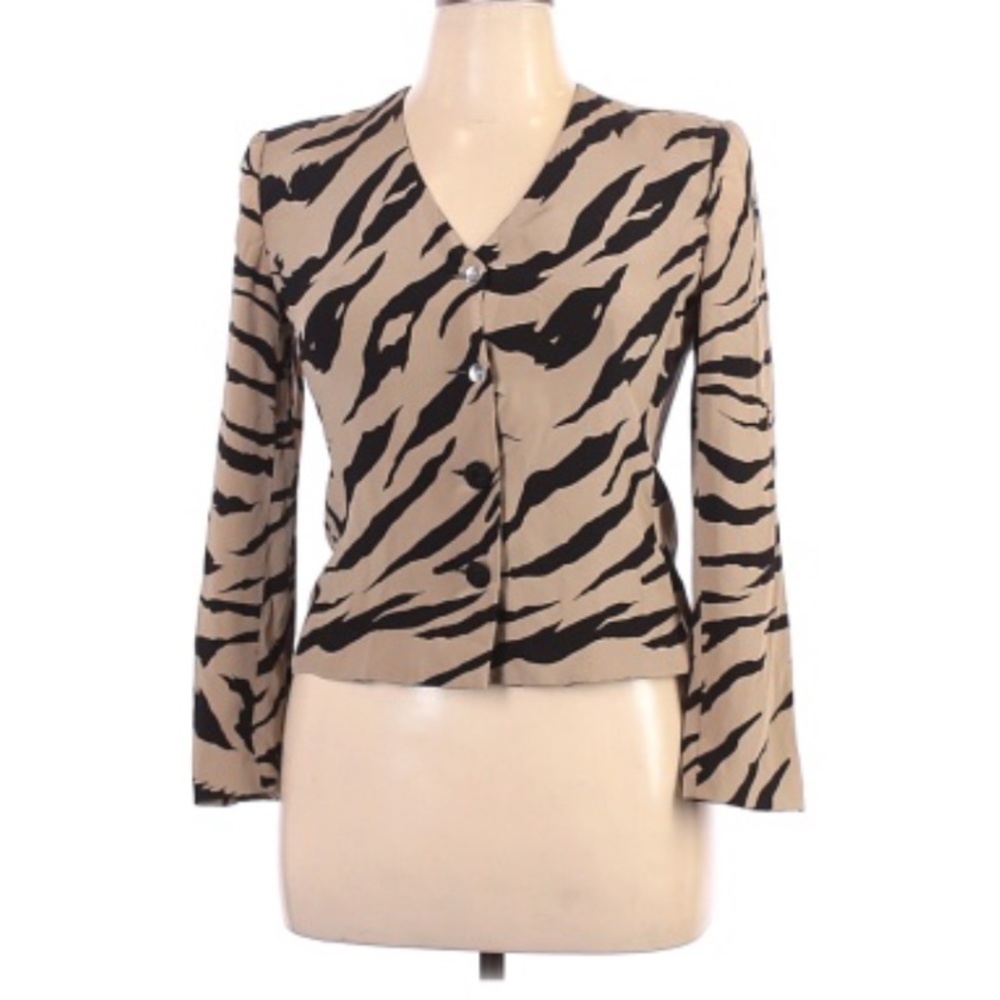 Vintage Silk Blazer Tiger Print 12